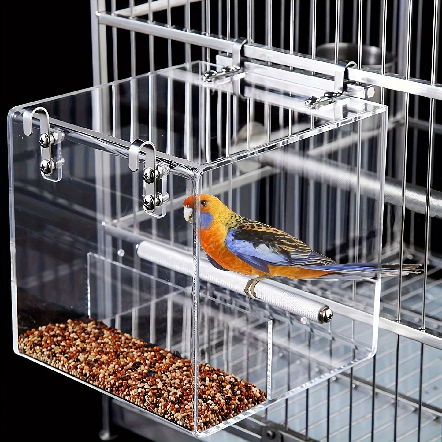 2-Pack Clear Acrylic Bird Feeders with Perch – Anti-Splash, Easy-Clean Design