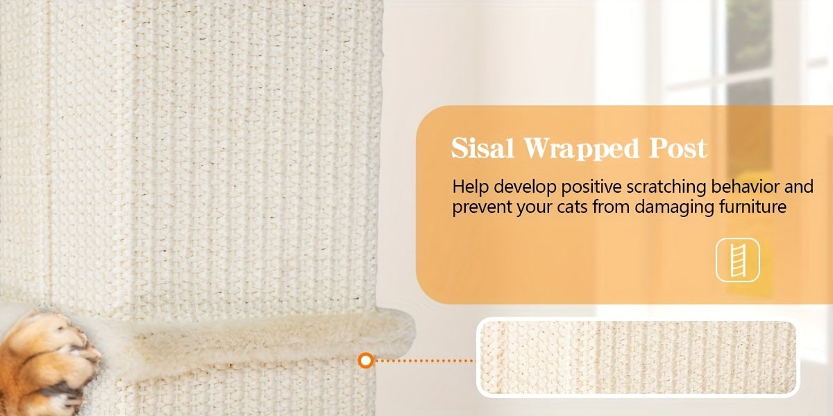 Tall Sisal Cat Scratching Post with Plush Base & Hanging Ball – 40cm Base