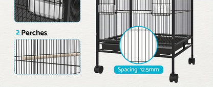 Outdoor Bird Cage with Roof – 85cm Tall on Wheels