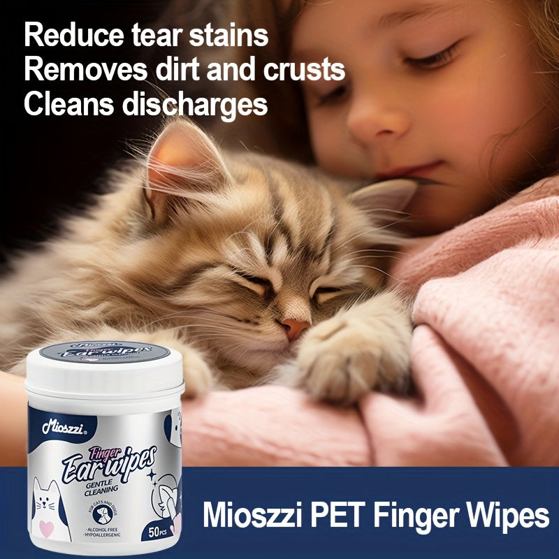 Mioszzi Finger Ear Wipes for Cats – 50pcs Gentle Cleaning