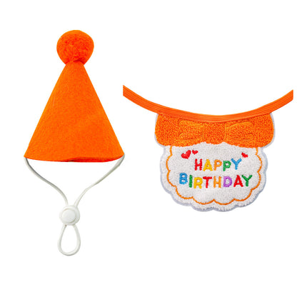 Cat Birthday Outfit – Party Hat & “Happy Birthday” Bib Set