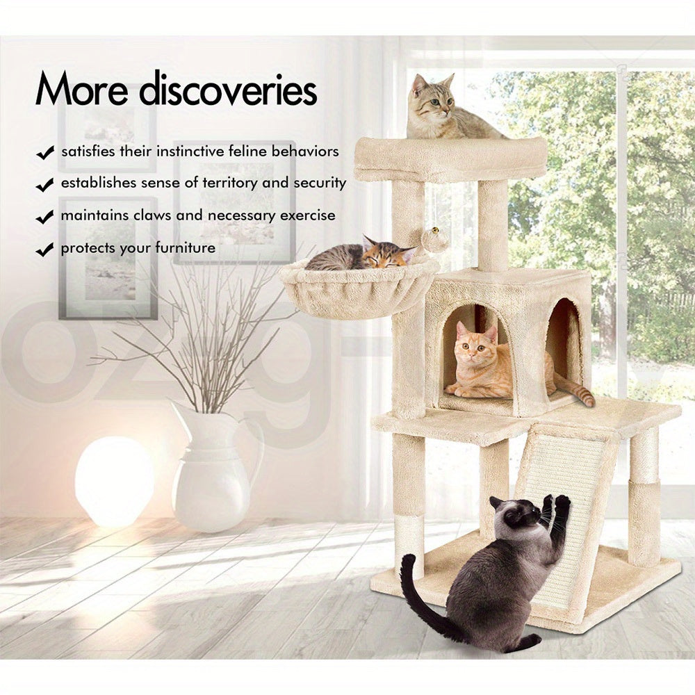3-Level Cat Tree Tower with Hammock, Ramp & Sisal Posts