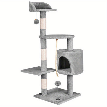 Multi-Level Cat Tree Tower with Scratching Posts & Hideaway
