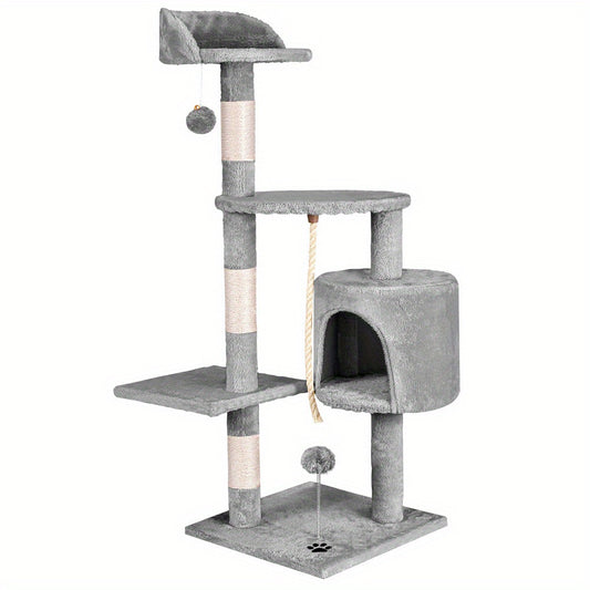 Multi-Level Cat Tree Tower with Scratching Posts & Hideaway