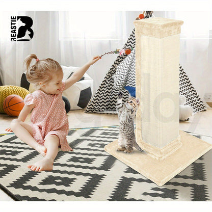 BEASTIE Natural Sisal Cat Scratching Post – Tall & Sturdy Design