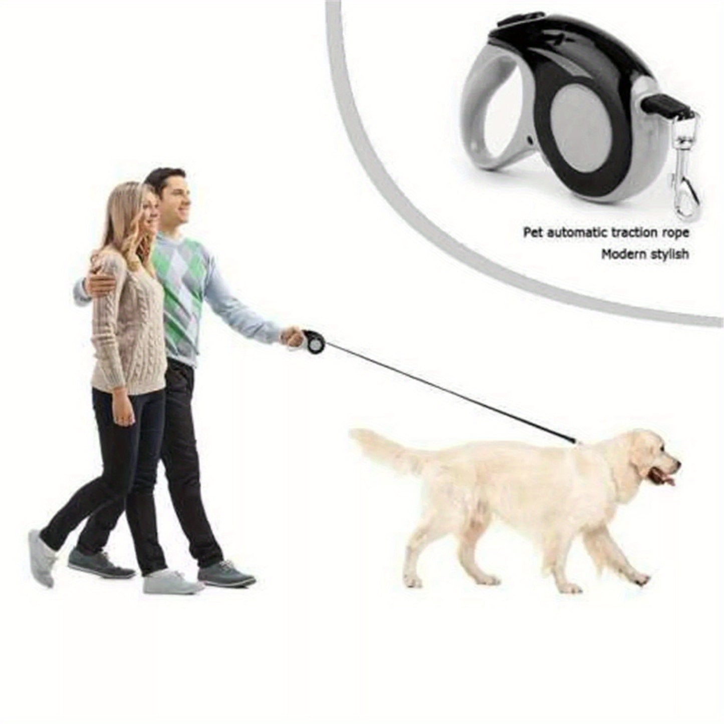 5M Retractable Dog Leash – Tangle-Free with Locking Brake System