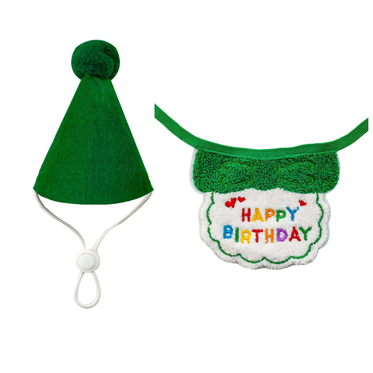 Cat Birthday Outfit – Party Hat & “Happy Birthday” Bib Set