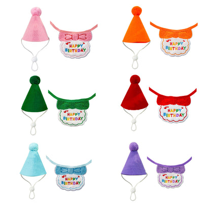 Cat Birthday Outfit – Party Hat & “Happy Birthday” Bib Set