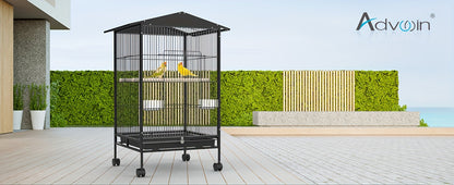 Outdoor Bird Cage with Roof – 85cm Tall on Wheels