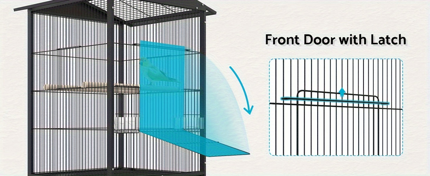 Outdoor Bird Cage with Roof – 85cm Tall on Wheels