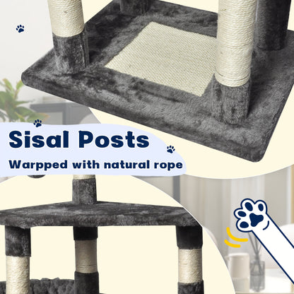 Multi-Level Cat Tree Tower with Hammock & Hideaway