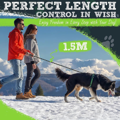 Reflective Heavy-Duty Dog Leash – 1.5m with Padded Handle & Swivel Clip