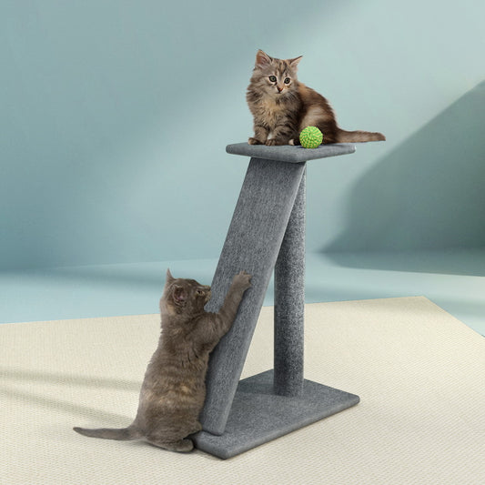 Modern Tilted Cat Scratching Post with Platform – 82cm Tall