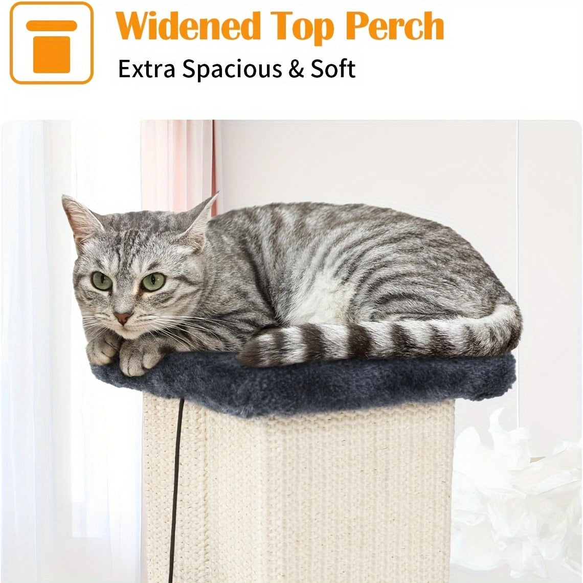 Tall Sisal Cat Scratching Post with Plush Base & Hanging Ball – 40cm Base